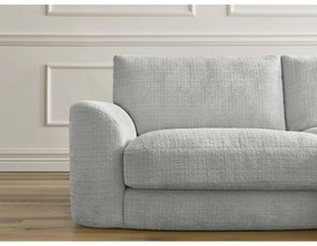 Jasnoszary narożnik z tkaniny szenilowej (prawostronny/z szezlongiem) Leonore – Bobochic Paris