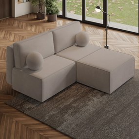 Masseno Narożnik VARNA z funkcją spania i pojemnikiem na pościel Narozniki L, Rozkładana sofa - Beżowy, POSO 02