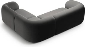 Ciemnoszary aksamitny narożnik (prawostronny/w kształcie litery L) Kate – Micadoni