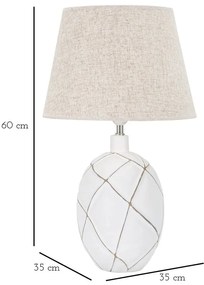 Biało-kremowa lampa stołowa z tekstylnym kloszem (wys. 60 cm) Lines – Mauro Ferretti