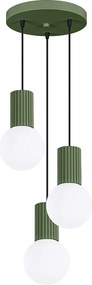 Lampa Wisząca Nowoczesny Halo, Aluminium/Szkło - 3 Źródło - L.25 X H.125 Cm - Zielony Oliwkowy