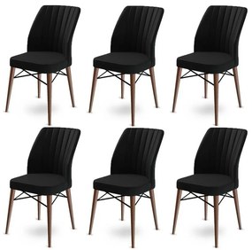 Zestaw krzeseł do jadalni Flex Black and Brown, 6 szt.