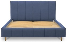 Niebieskie tapicerowane łóżko dwuosobowe ze stelażem 160x200 cm Zee – Scandic