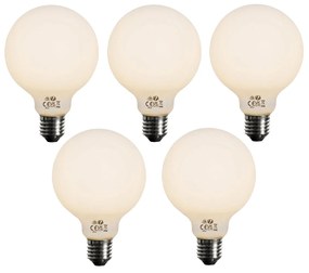 Zestaw 5 Żarówka LED E27 z 3-stopniowym ściemnianiem, opalowe szkło G95, 4W, 450lm, 2700K