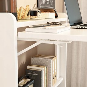 Birou alb pliabil cu rafturi - 64x20x82 cm