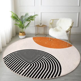Pomarańczowo-kremowy okrągły dywan odpowiedni do prania i robotów sprzątających ø 120 cm Comfort – Mila Home