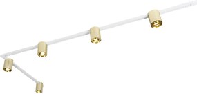 Szyna sufitowa biała ze złotem z 5 reflektorami 1-fazowymi - Rondoo Up