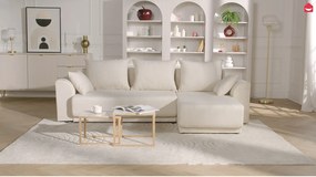 Kanapa narożna dwustronna rozkładana z jasnoszarego sztruksu - NESSARO