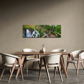 Obraz - Jeziora Plitwickie (z zegarem) (90x30 cm)