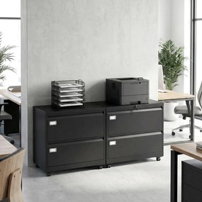 HOMCOM Szafka na dokumenty z 2 szufladami, zamykana, z regulowanym systemem zawieszek na teczki, 90 x 40 x 77,4 cm, czarna | Aosom PL