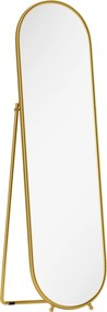 HOMCOM Lustro całopostaciowe, owalny kształt, wolnostojące, rama metalowa, 50x180 cm, złote | Aosom PL