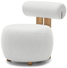 Biały designerski fotel HANNA, dąb