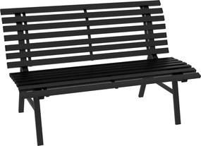 Outsunny Ławka Ogrodowa Parkowa, Design Listewek, Wodoodporna, Aluminium, 123 x 67 x 79 cm, Czarny