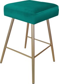 Hoker MAX krzesło barowe tkanina Welur podstawa metalowa : Kolor nogi - Złota stożek, Kolor tkaniny - VELVET - MG20, Typ siedziska - Siedzisko stałe