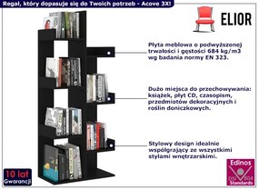 Regał Z Czarny Nowoczesny 8 Półkami S6-C14