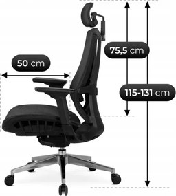 Fotel Biurowy Ergonomiczny Obrotowy DYLAN Czarny