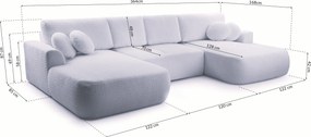 Masseno Narożnik FILO z funkcją spania i pojemnikiem na pościel Narozniki U, Rozkładana sofa - Szary, CORAL 75