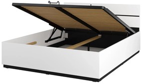 Łóżko CROSS 160x200 białe/czarne z pojemnikiem HELVETIA