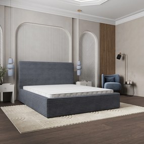 Masseno Łóżko Tapicerowane MIRETTI z pojemnikiem na pościel 200x200 cm - Grafitowy, TILIA 90