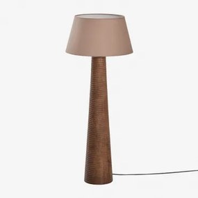 Lampa Podłogowa Z Drewna Mango Malva ↑70 Cm & Moka Brown Ø40 Cm Monaco - Sklum