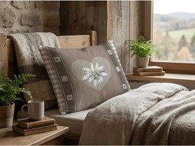 Polibawełniana poszewka na poduszkę HEART RETRO POLY 50x70 cm, brązowy