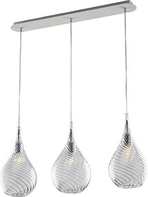 Szyna żelazna Pluvia z przezroczystym szkłem pyrexowym, 3 światła, dł. 75 x 10, BL264-BIN3-TR