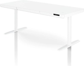 Biurko elektryczne sit-stand z szufladą i ładowarką bezprzewodową Qi białe, 1600 mm: ELLIS