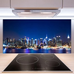 Panel Szklany do Kuchni Wieczorne Światła Miasta