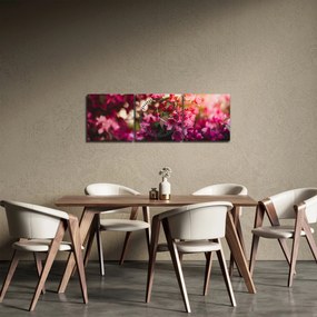 Obraz kwiatów malwy (z zegarem) (90x30 cm)