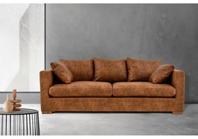 Koniakowa sofa z imitacji skóry 225 cm Hamburg – Scandic