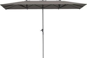 Outsunny Podwójny parasol, 451 x 264 cm Parasol z systemem korbkowym, 12 metalowych prętów, Maszt aluminiowy, Ciemnoszary