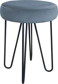 Taboret Venus tkanina Welur stelaż metalowy STOŁEK LOFT : Kolor Stelaża - Czarny , Kolor tkaniny - VELVET - BL06, Typ tkaniny - Velvet
