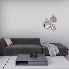Komplet dekoracyjnych lusterek ściennych ze wstążką - 3 sztuki w zestawie