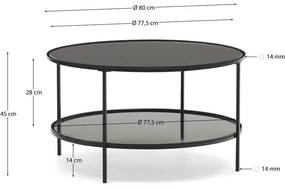 Czarny okrągły stolik ze szklanym blatem ø 80 cm Gilda – Kave Home