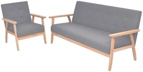 Jasnoszary komplet wypoczynkowy sofa z fotelem - Kifi 2X