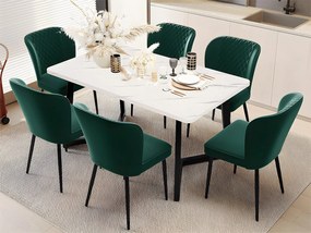 Zestaw 6 krzeseł tapicerowanych welurem - konstrukcja metalowa - Zielony