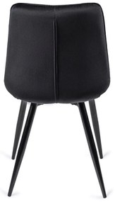 Zestaw Stół Okrągły LINO 100 cm Dąb Złoty/Czarny i 4 Krzesła Tapicerowane do Jadalni RIO Czarne Welurowe Nowoczesne Loft