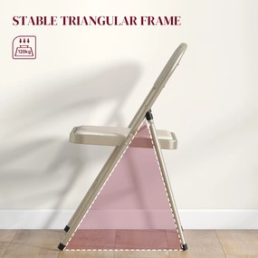 Zestaw 4 krzeseł składanych HOMCOM — stalowy stelaż, lnopodobne obicie, beżowe