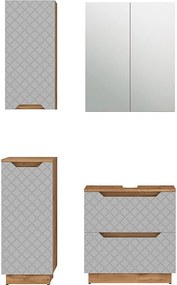 Zestaw mebli łazienkowych dąb/szary ze strukturą płytek 59.8x32x62.5 lotta