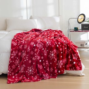Czerwony świąteczny mikropluszowy koc SNOWFALL Rozmiar: 150 x 200 cm