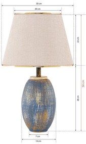 Lampa stołowa w niebiesko-kremowym kolorze z tekstylnym kloszem (wysokość 50 cm) Yakamoz – Opviq lights