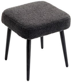 HOMCOM Taboret z Podnóżkiem, Tapicerowany Siedziskiem, Wygląd Kaszmiru, Stalowe Nogi, 42 x 42 x 47 cm, Ciemnoszary