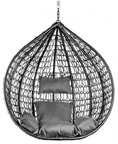 PROMOCJA Czarne krzesło wiszące KOKON bez stojaka II gatunek