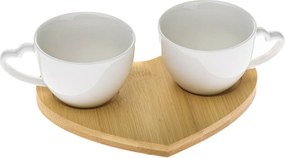 Zestaw 2 filiżanek porcelanowych z podstawką Serce