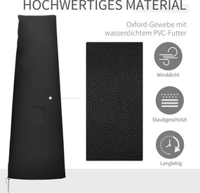 Outsunny Osłona na Parasole, Pokrowiec na Parasole, Odporny na Warunki Pogodowe, z Boczną Kieszenią, Czarny