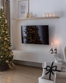 Szafka RTV wisząca Nicole 200 cm z szufladą - biały mat