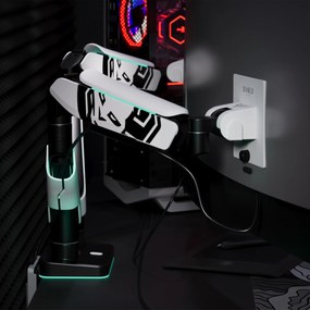 Podwójny uchwyt na monitory 49 cali, biało-czarny X-Arm Dual RGB