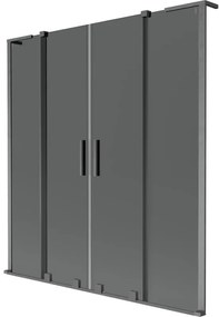 Mexen Velar L Duo parawan nawannowy 2-skrzydłowy rozsuwany 160 x 150 cm, grafit, gun gray szczotkowany - 896-160-003-42-66