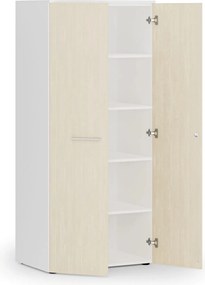 Szafa biurowa z drzwiami PRIMO WHITE, 800 x 500 x 1781 mm, biały/brzoza