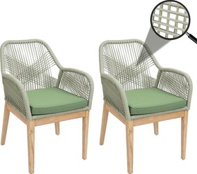 Krzesło ogrodowe MCW-H56b (zestaw 2 sztuk),  zielony poduszki zielony